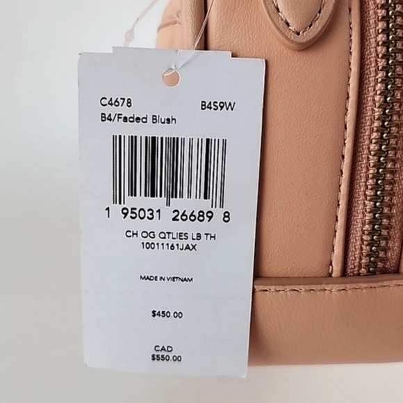 COACH Lunchbox Crossbody Leather Bag Top Handle Quilted Faded Blush - Picture 13 of 16